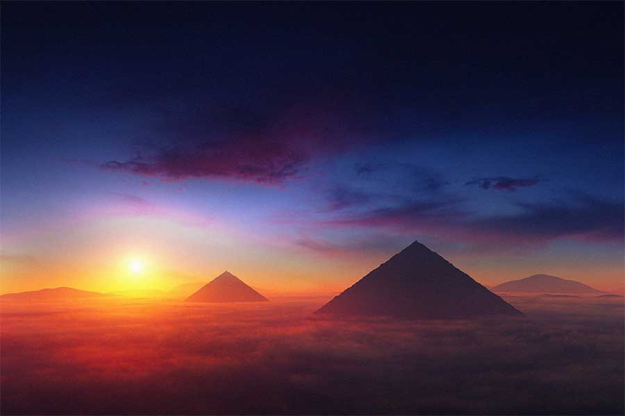 Pyramids against the sunset