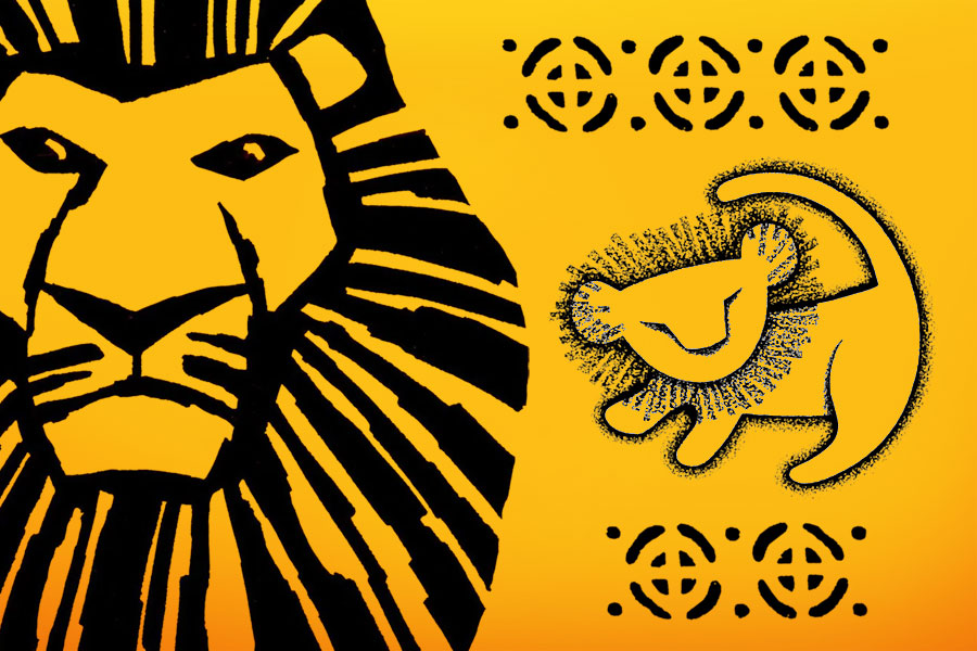 Lion head and lion cub graphic